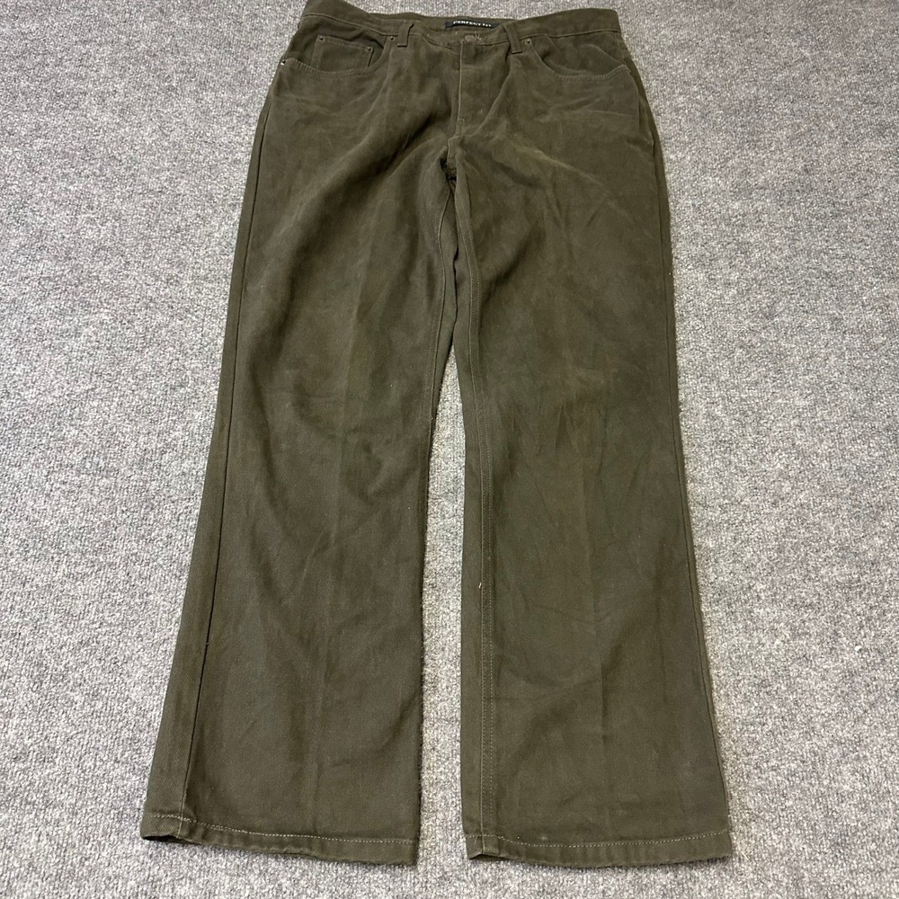 Bill Blass Jeans Womens Size 12 Olive Green Straight Leg Cotton Casual Pants